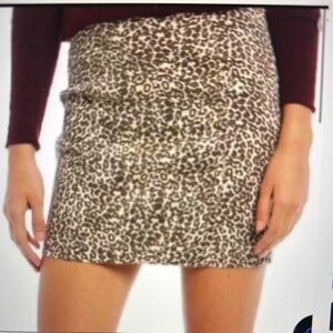 Free People  10 Modern Femme Novelty Leopard Print Mini Skirt, Denim Tea combo